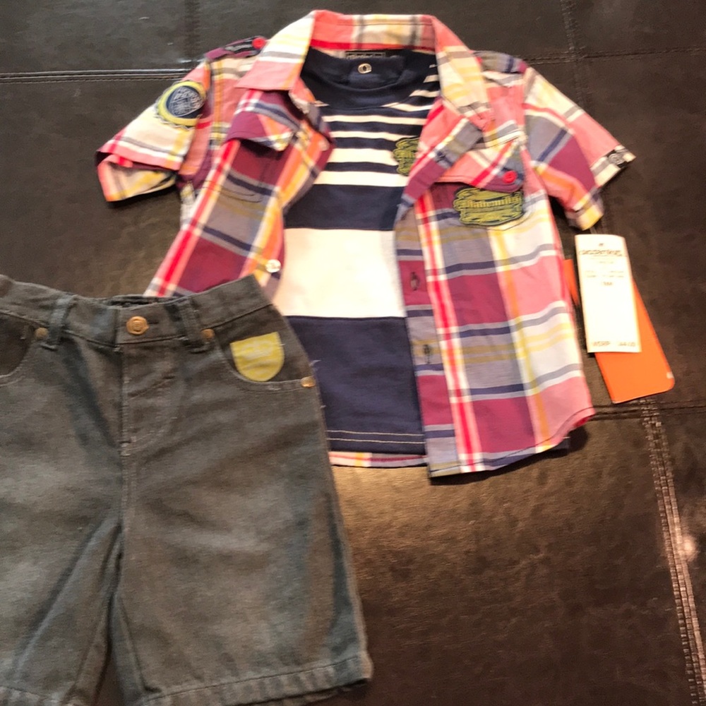 Boys three piece matching shorts set